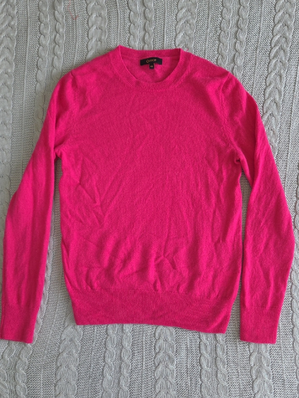 Quince Pink 100% Cashmere Sweater Crewneck Long Sleeve Extra Small Quiet Luxury
